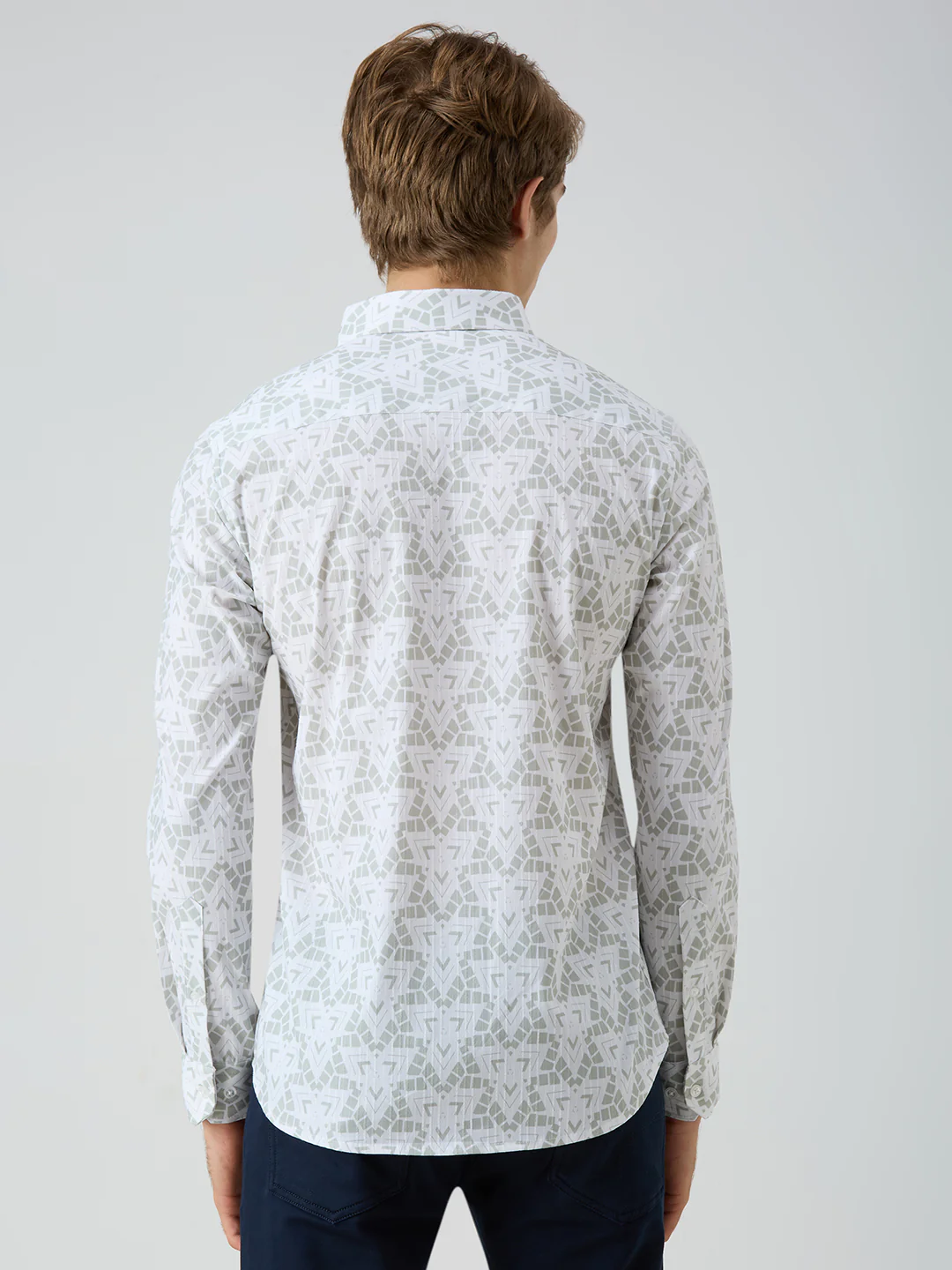 Men's Green Printed Slim Fit Shirts - Image 6