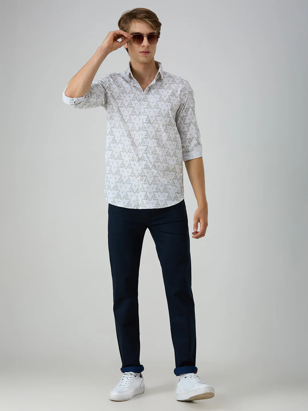 Men's Green Printed Slim Fit Shirts - Image 8