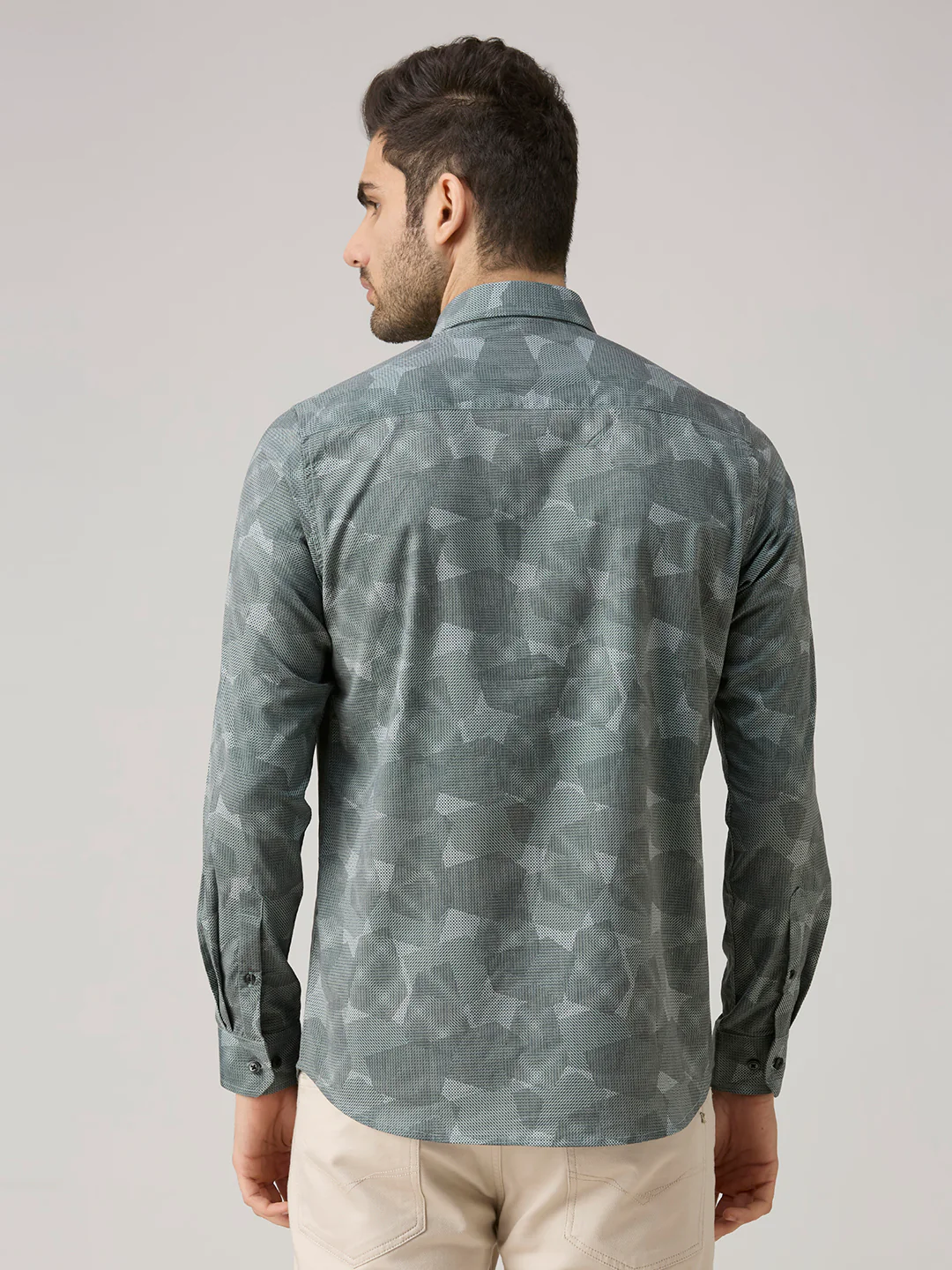Men's Green Printed Slim Fit Shirts - Image 6