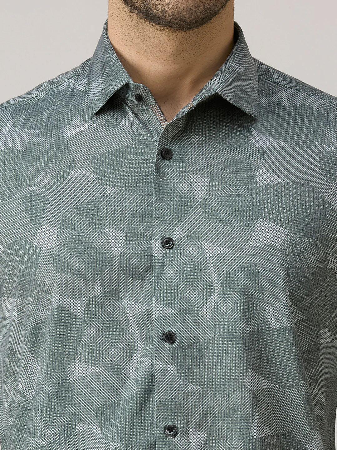 Men's Green Printed Slim Fit Shirts - Image 7