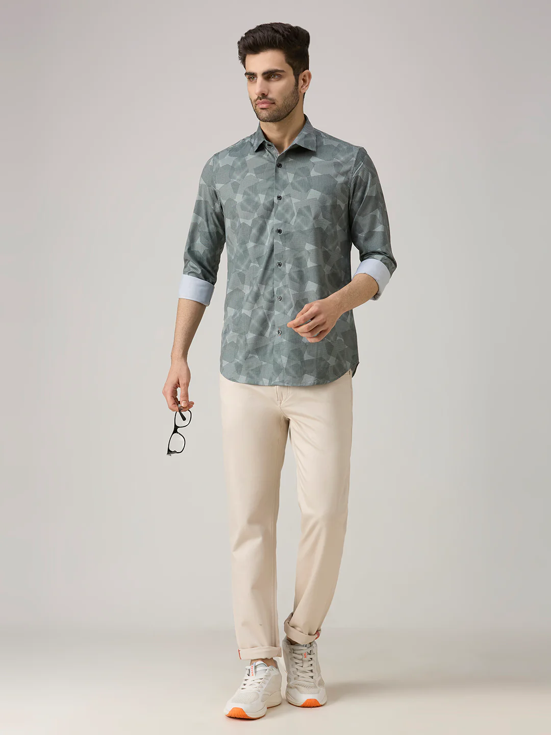 Men's Green Printed Slim Fit Shirts - Image 8