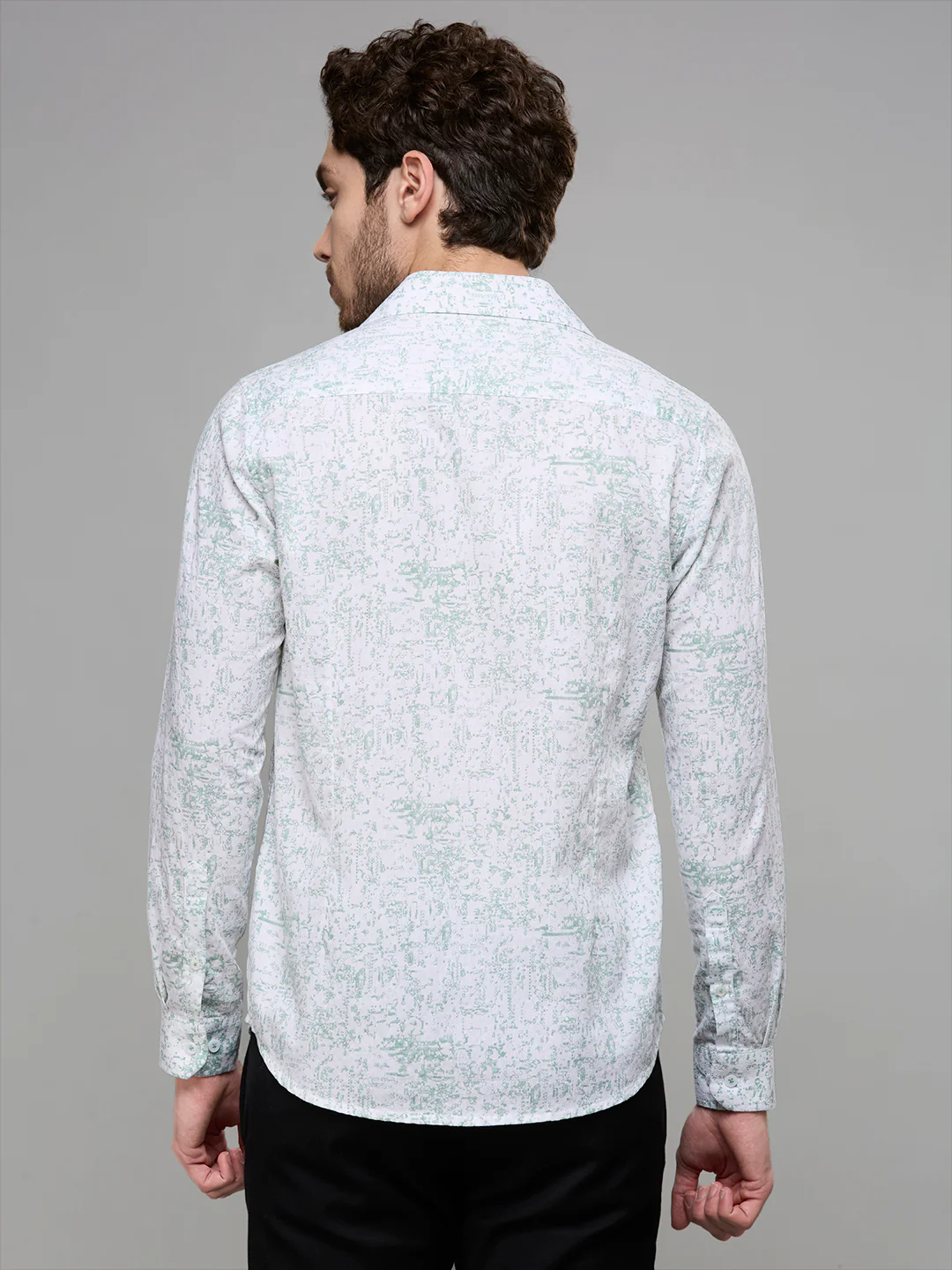 Men's Green Printed Slim Fit Shirts - Image 7