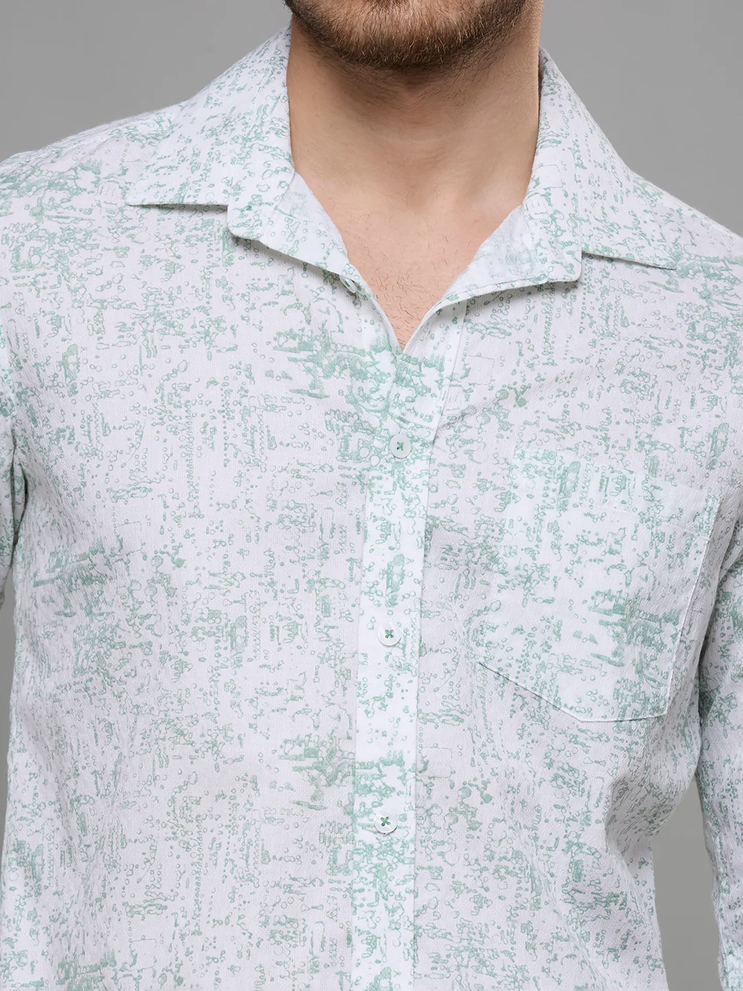 Men's Green Printed Slim Fit Shirts - Image 8