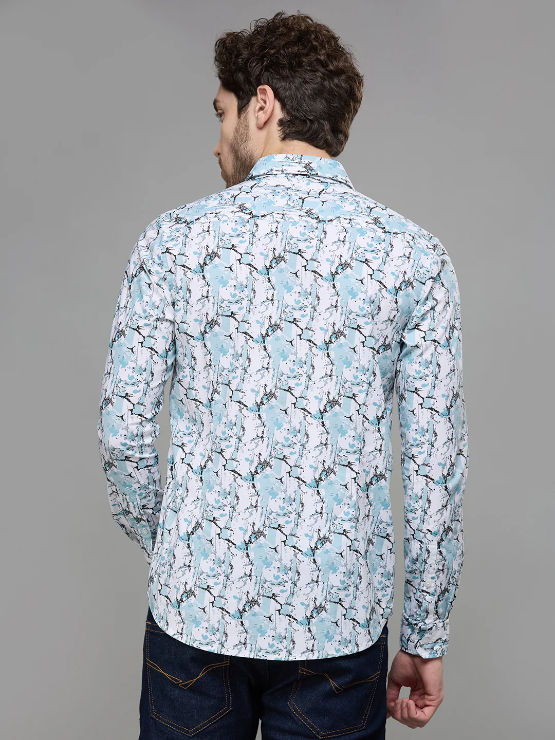 Men's Green Printed Slim Fit Shirts - Image 7