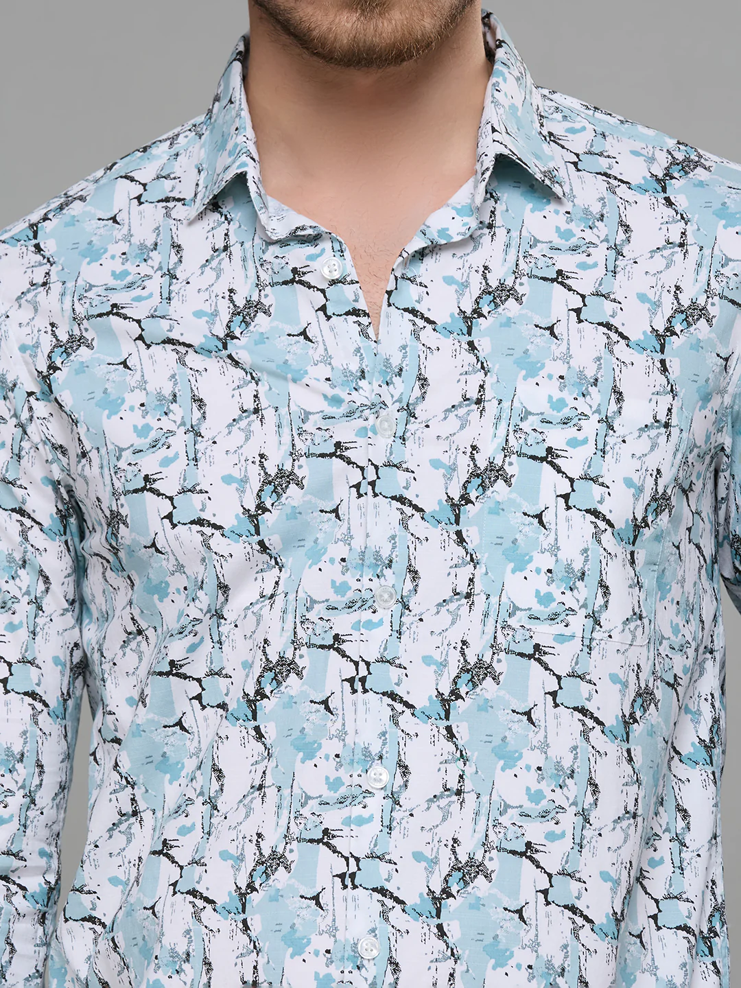Men's Green Printed Slim Fit Shirts - Image 8