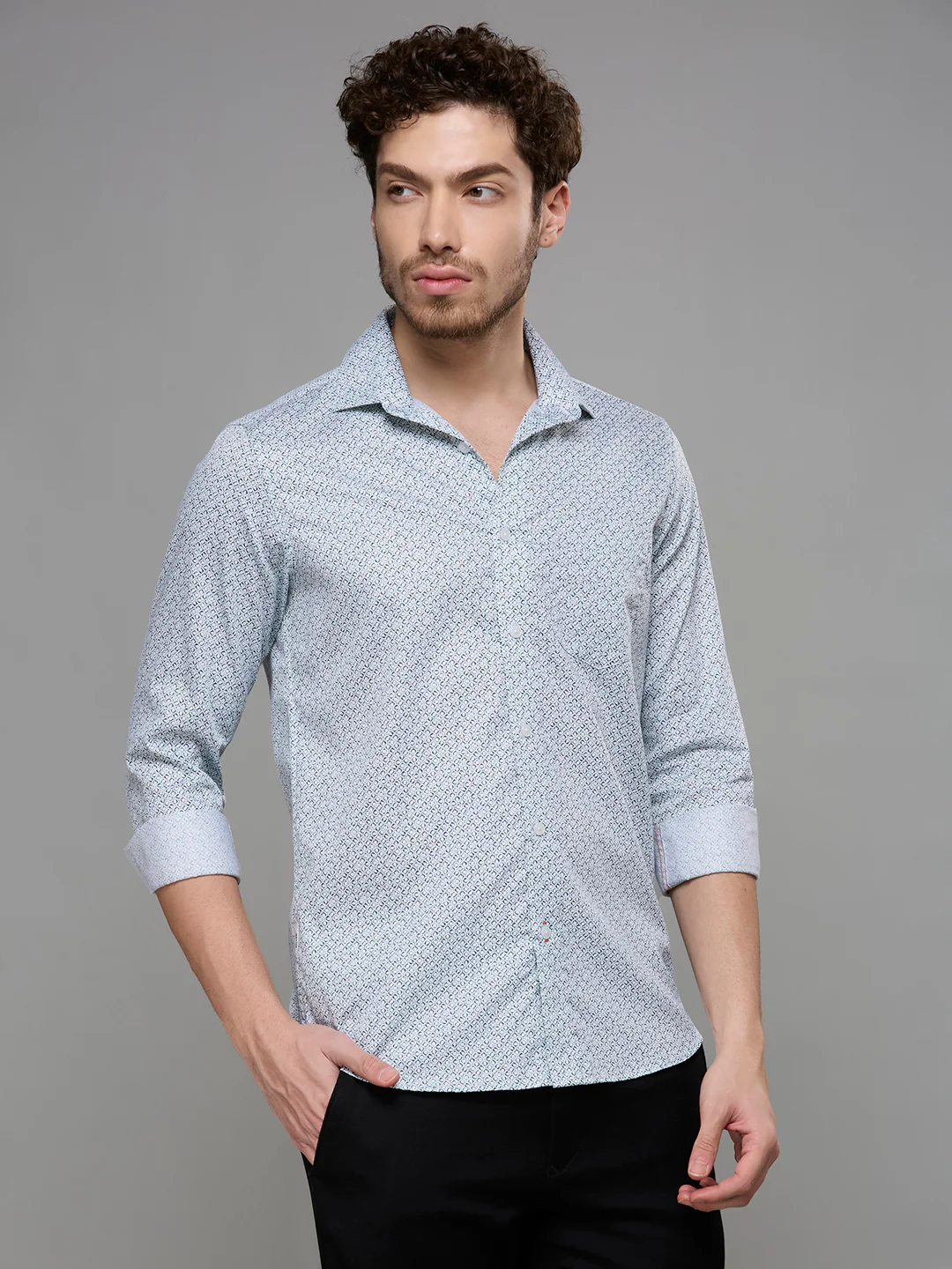 Men's Green Printed Slim Fit Shirts - Image 5