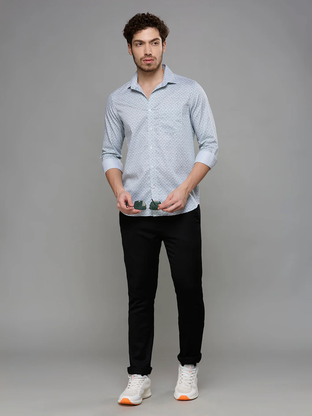 Men's Green Printed Slim Fit Shirts - Image 8
