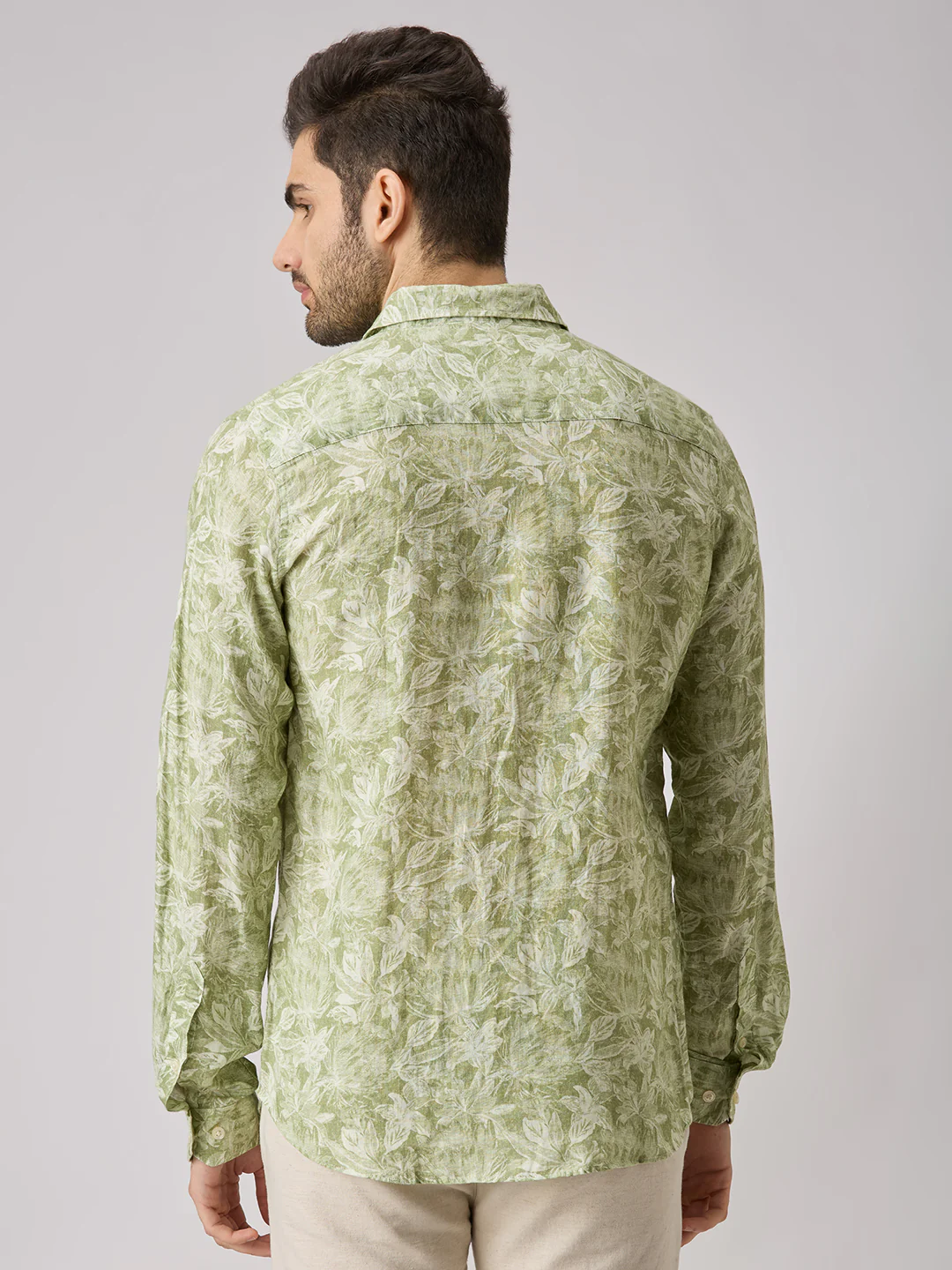 Men's Green Printed Slim Fit Shirts - Image 6