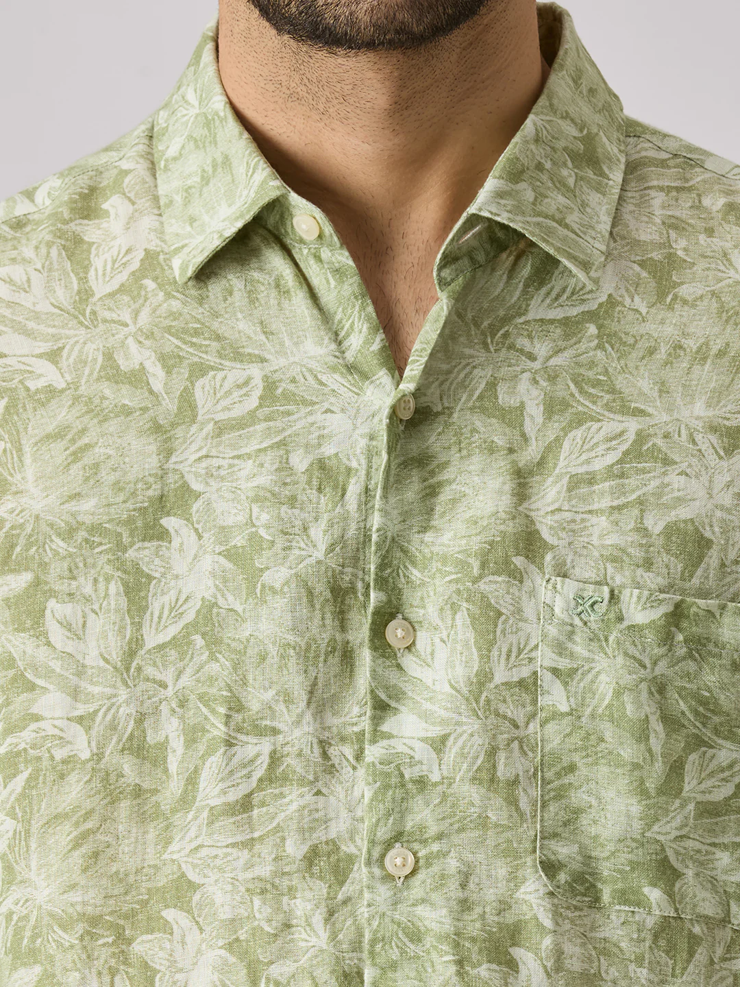 Men's Green Printed Slim Fit Shirts - Image 7
