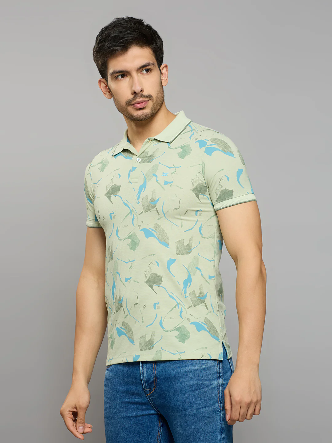 Men's Green Printed Slim Fit T-Shirts - Image 2