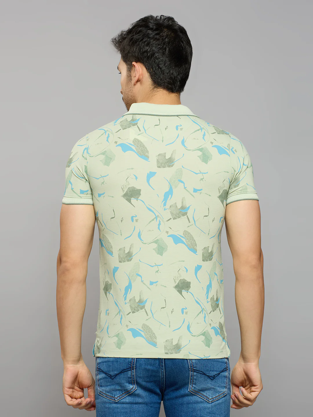 Men's Green Printed Slim Fit T-Shirts - Image 4