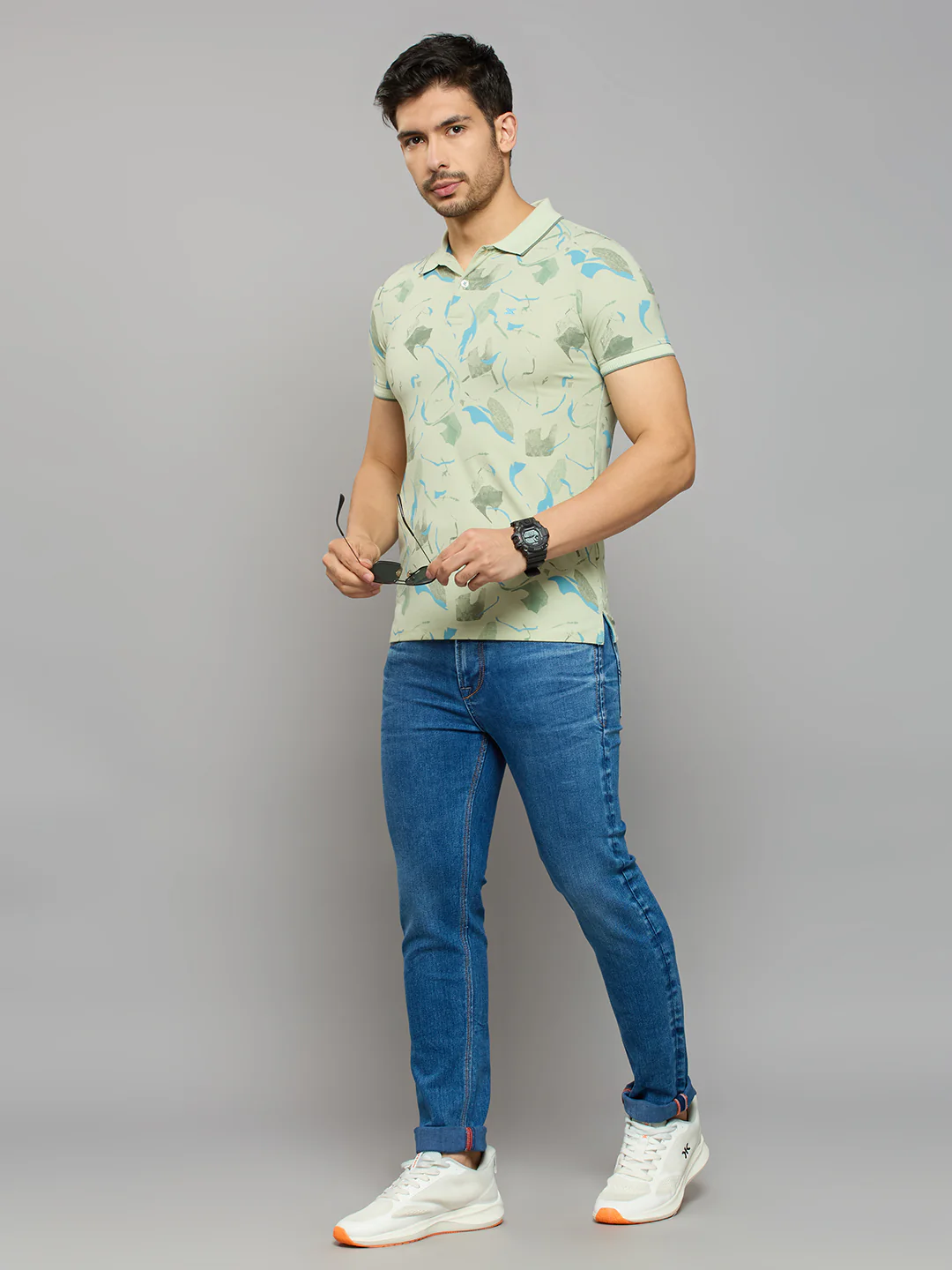 Men's Green Printed Slim Fit T-Shirts - Image 6