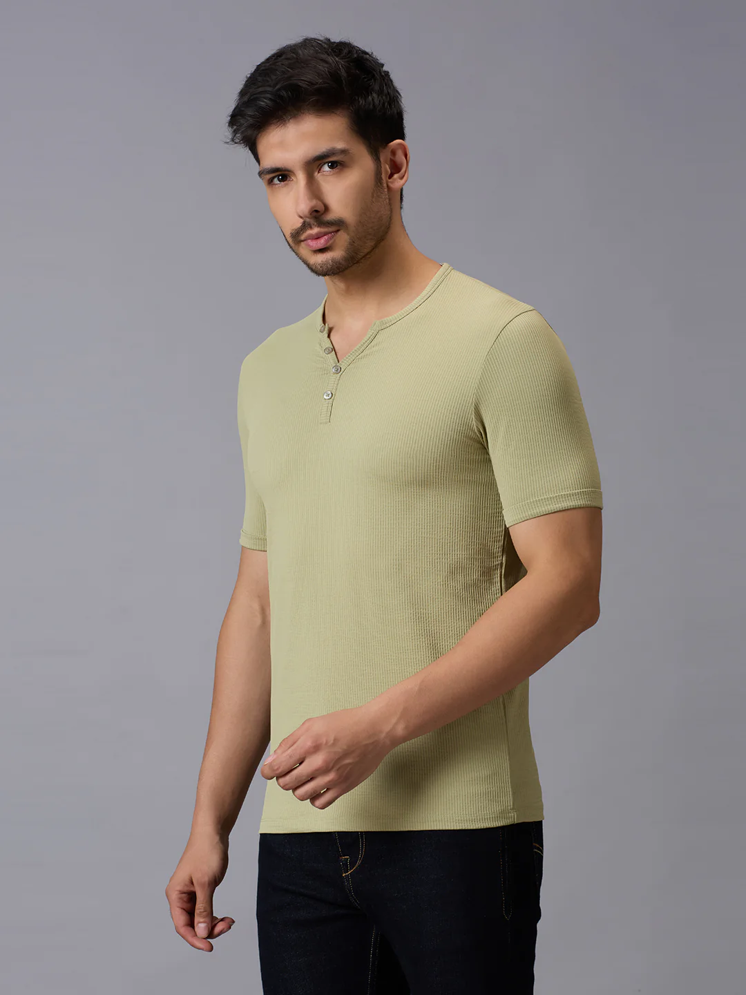 Men's Green Printed Slim Fit T-Shirts - Image 2