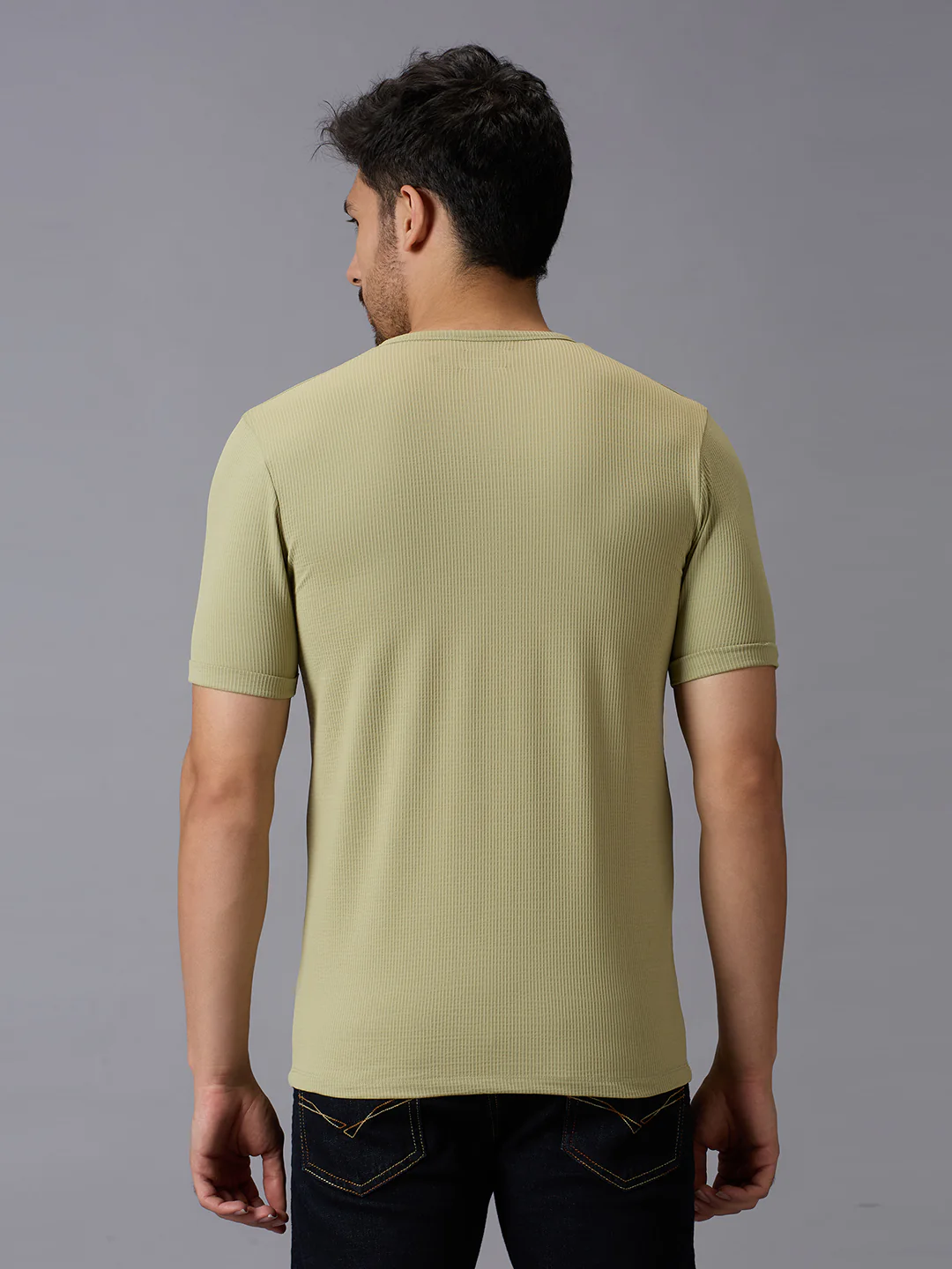 Men's Green Printed Slim Fit T-Shirts - Image 4