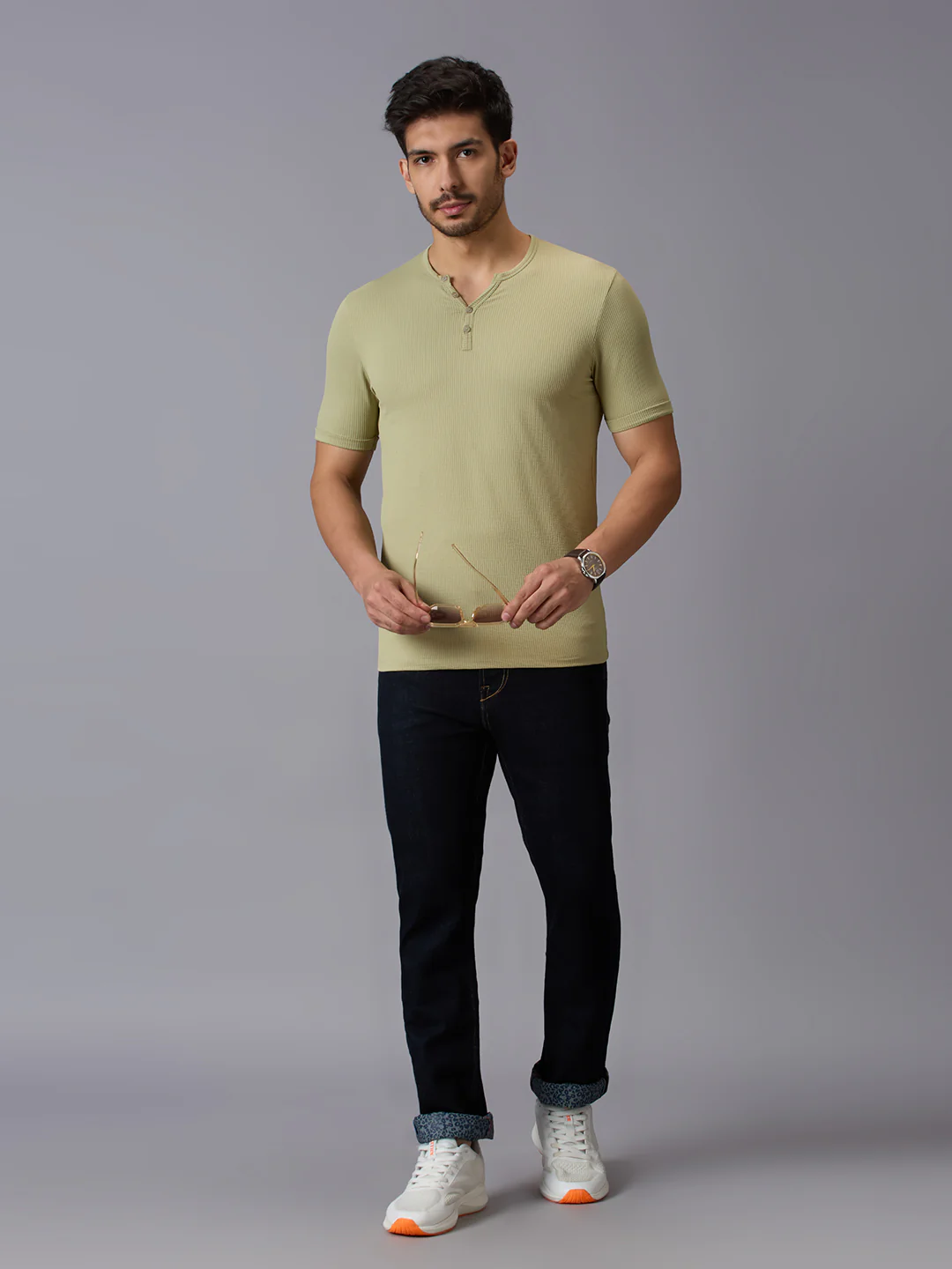 Men's Green Printed Slim Fit T-Shirts - Image 6