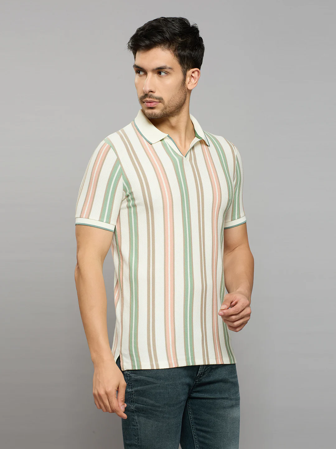 Men's Green Printed Slim Fit T-Shirts - Image 3