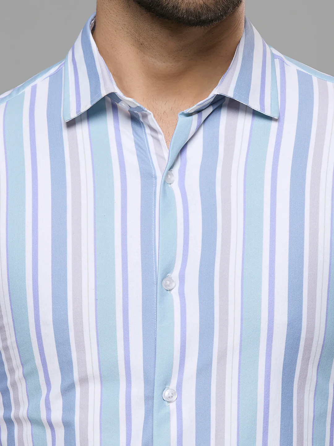 Men's Green Stripe Slim Fit Shirts - Image 7
