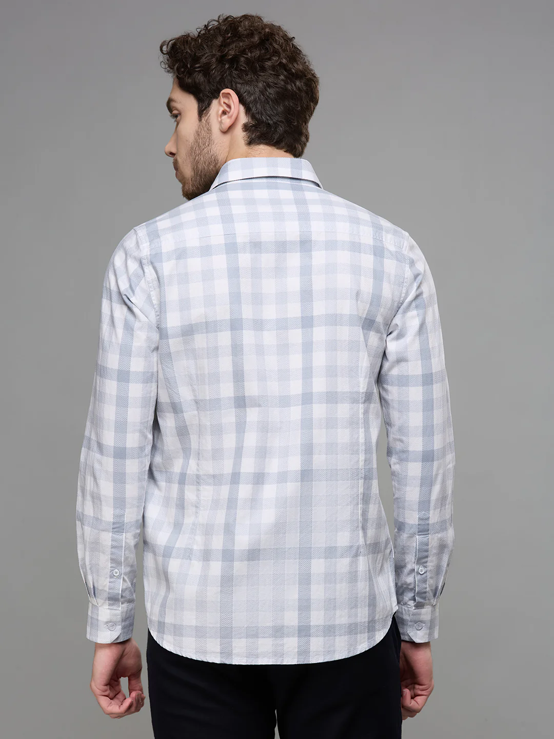 Men's Grey Checks Slim Fit Shirts - Image 6