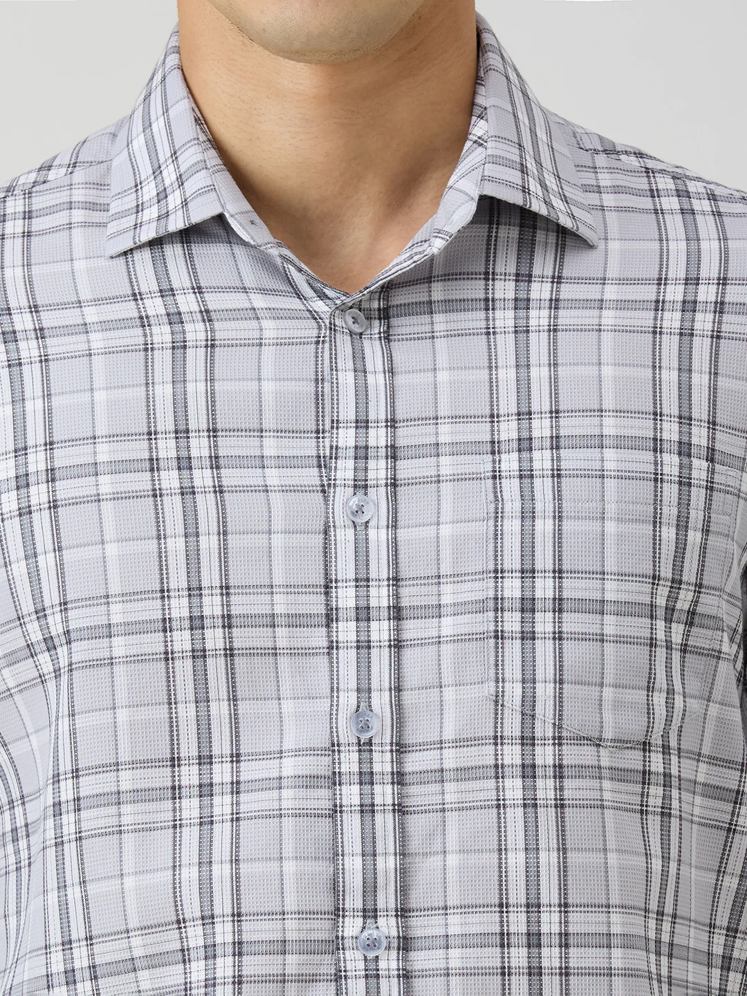 Men's Grey Checks Slim Fit Shirts - Image 7