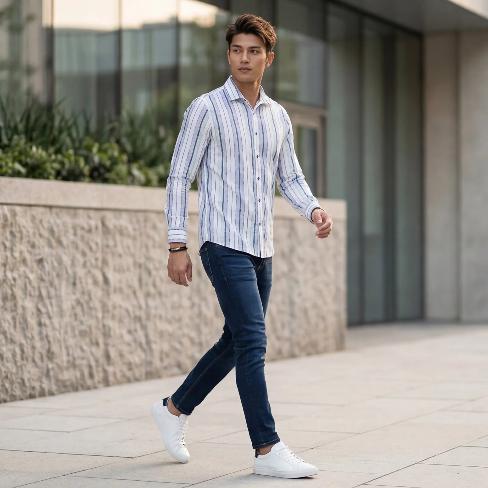 Men's Grey Printed Slim Fit Shirts
