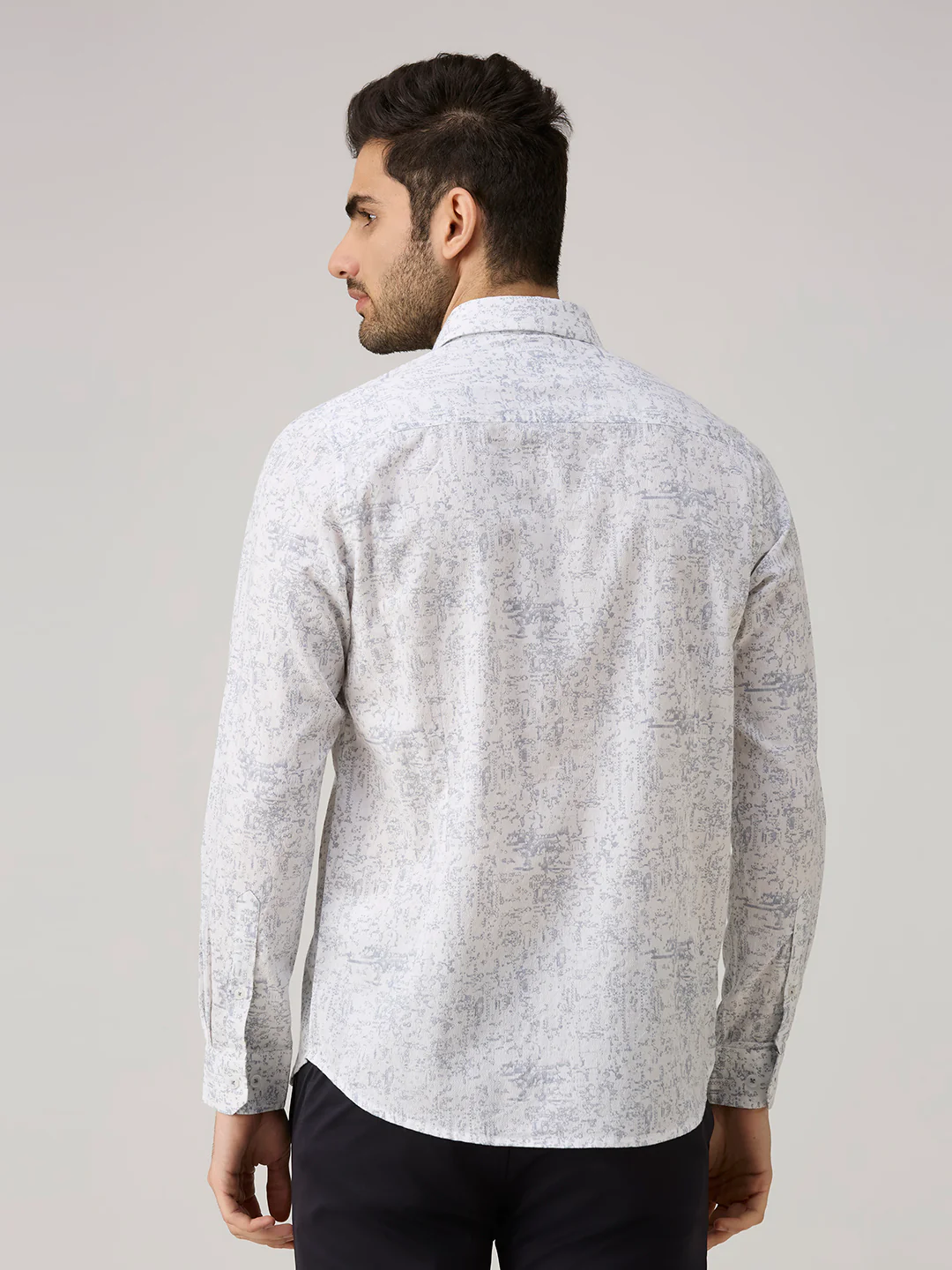 Men's Grey Printed Slim Fit Shirts - Image 6