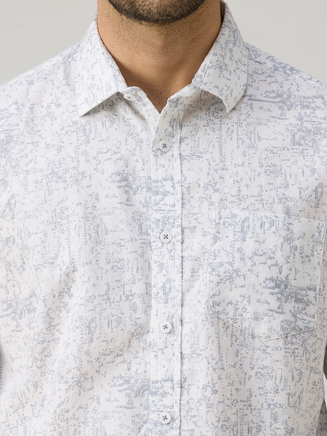 Men's Grey Printed Slim Fit Shirts - Image 7