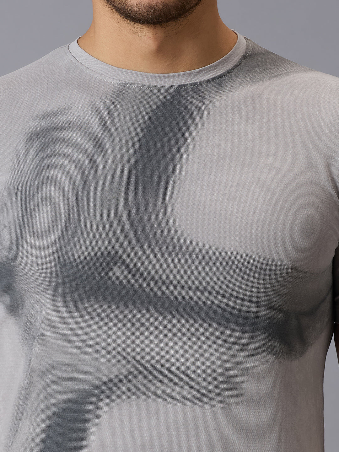 Men's Grey Printed Slim Fit T-Shirts - Image 5