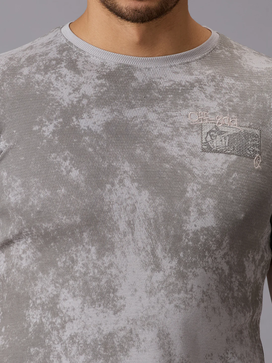 Men's Grey Printed Slim Fit T-Shirts - Image 5