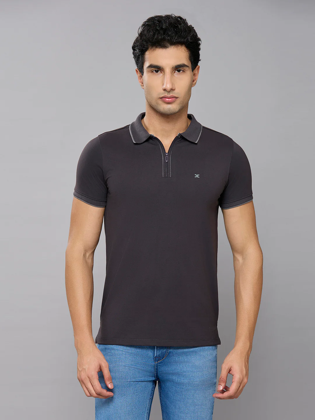 Men's Grey Printed Slim Fit T-Shirts