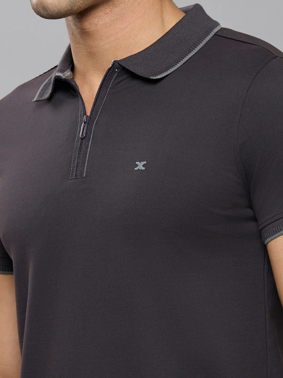 Men's Grey Printed Slim Fit T-Shirts - Image 5