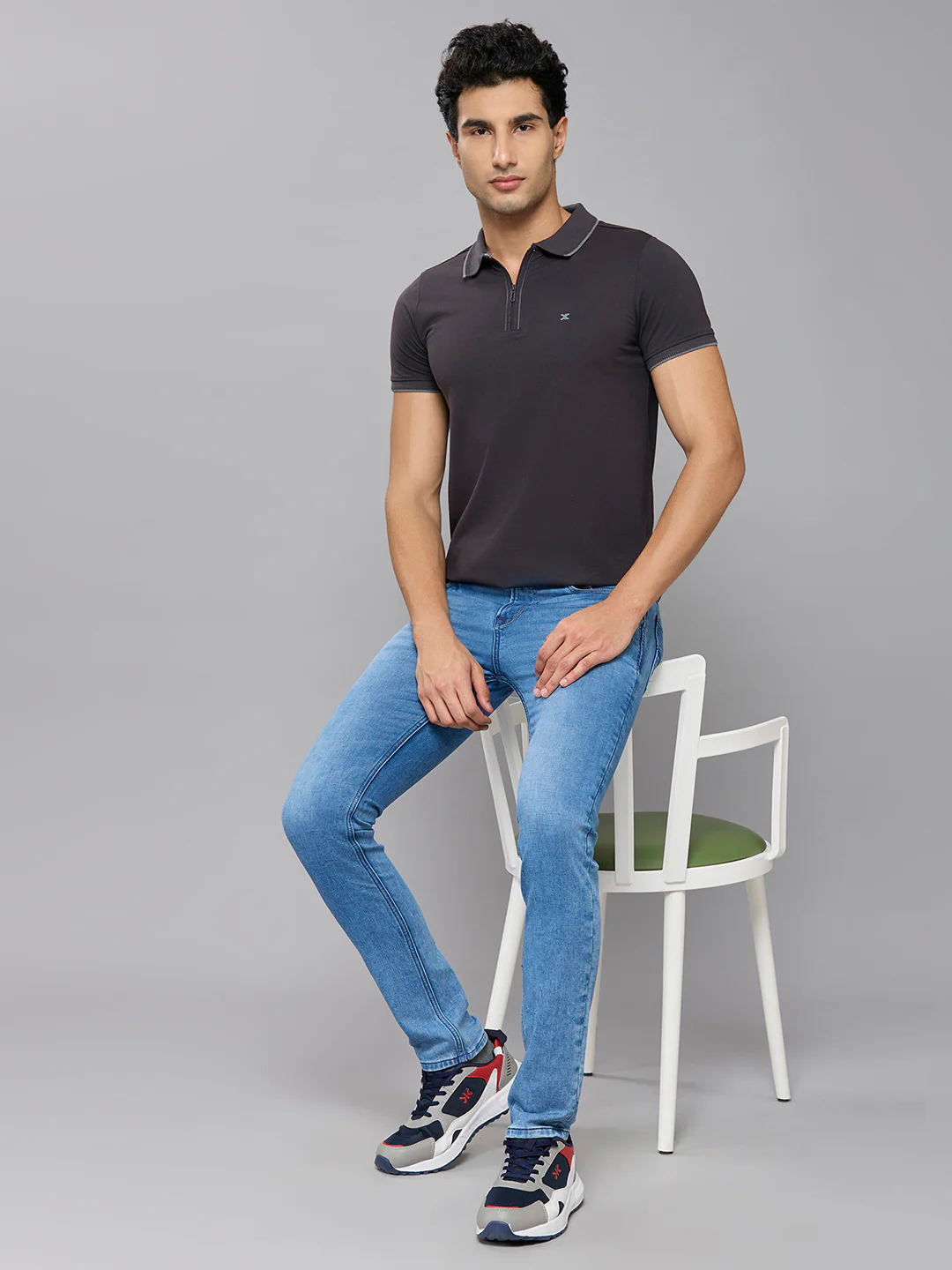 Men's Grey Printed Slim Fit T-Shirts - Image 6
