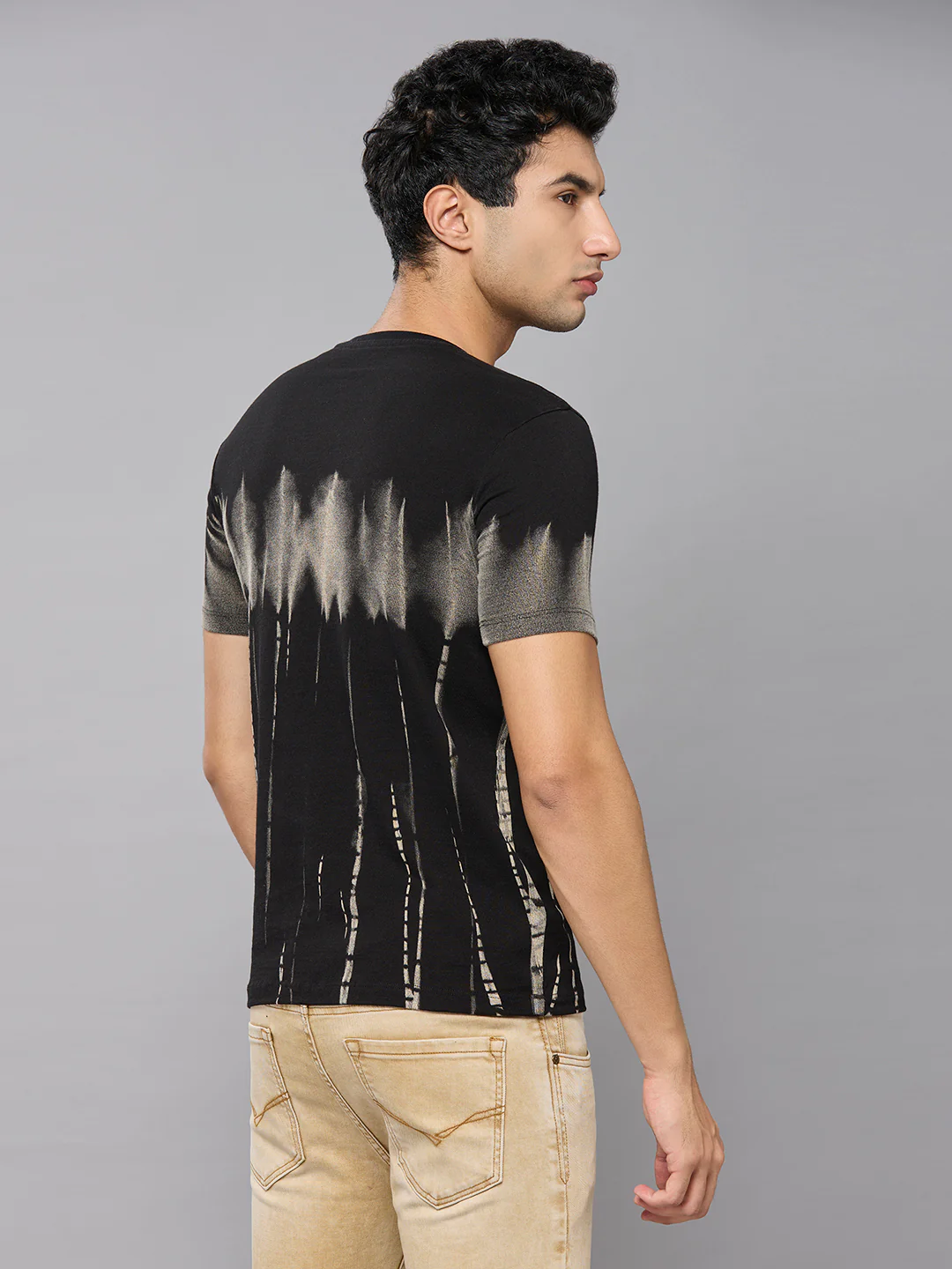 Men's Grey Printed Slim Fit T-Shirts - Image 4