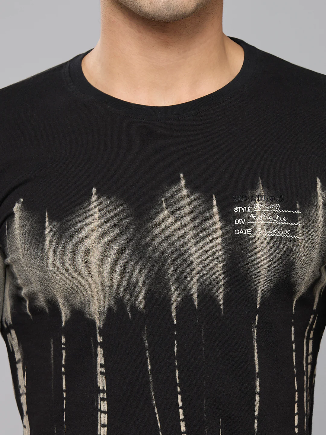 Men's Grey Printed Slim Fit T-Shirts - Image 5