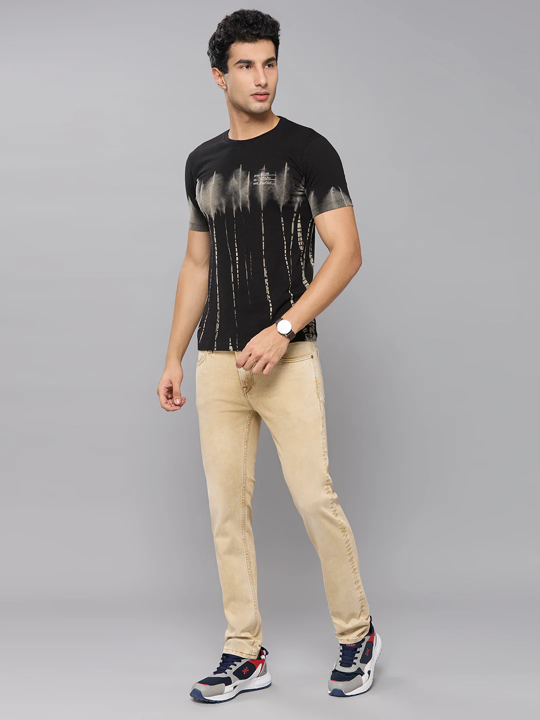 Men's Grey Printed Slim Fit T-Shirts - Image 6