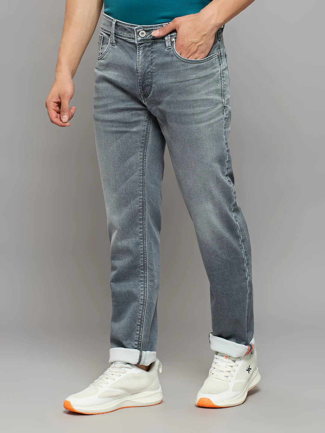 Men's Grey Slim Fit Jeans - Image 2
