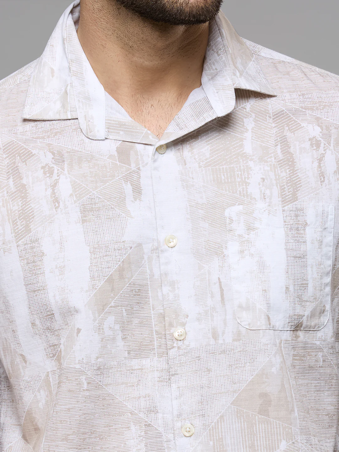 Men's Khaki Printed Slim Fit Shirts - Image 7