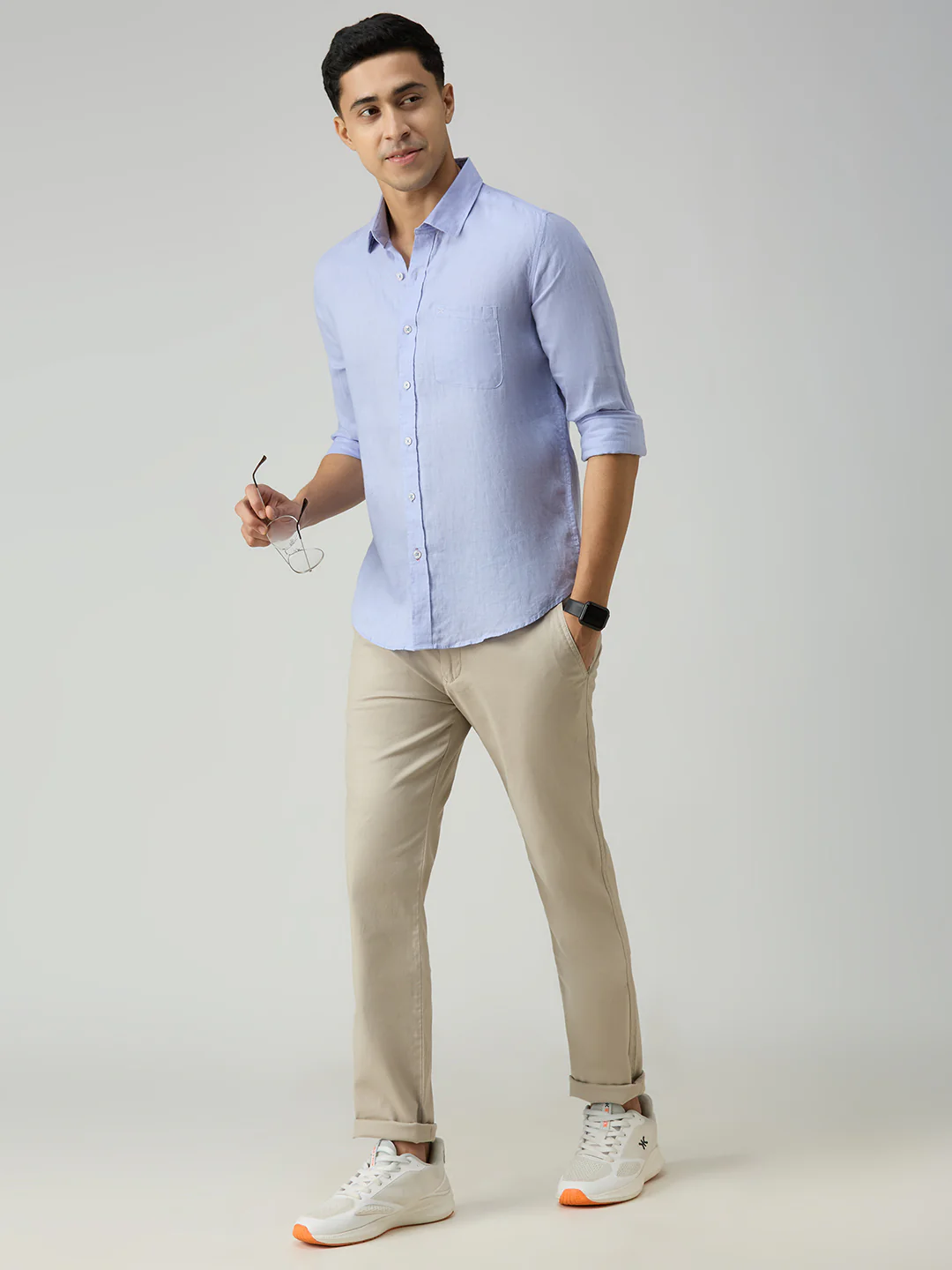 Men's Lavender Solid Slim Fit Shirts - Image 8