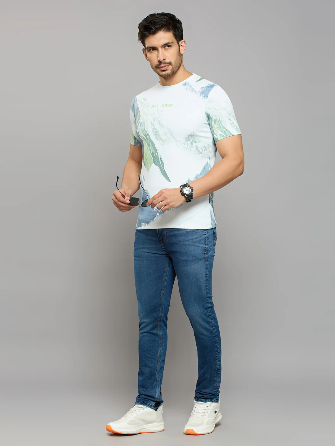 Men's Light Green Printed Slim Fit T-Shirts - Image 6