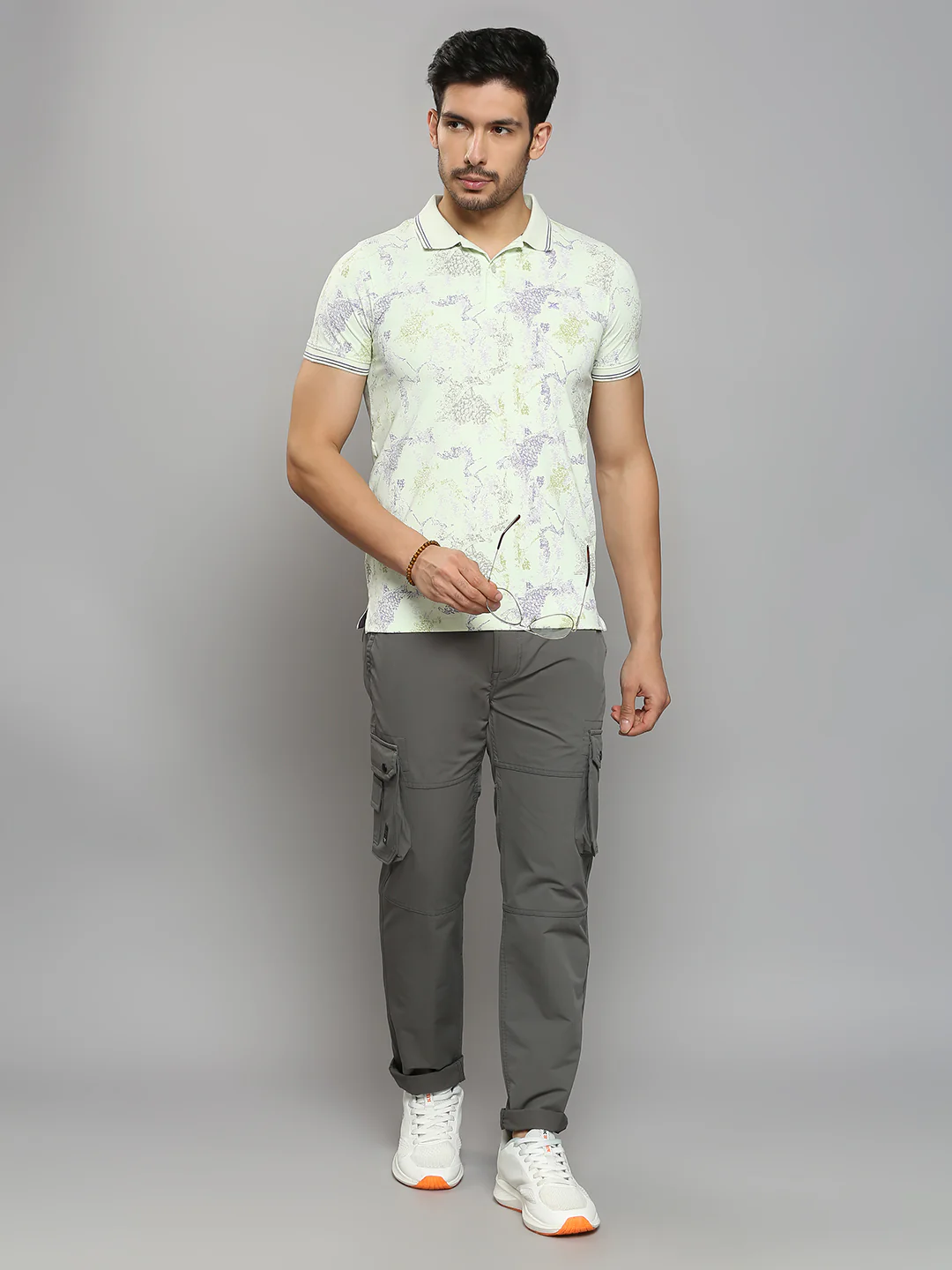 Men's Light Green Printed Slim Fit T-Shirts - Image 6