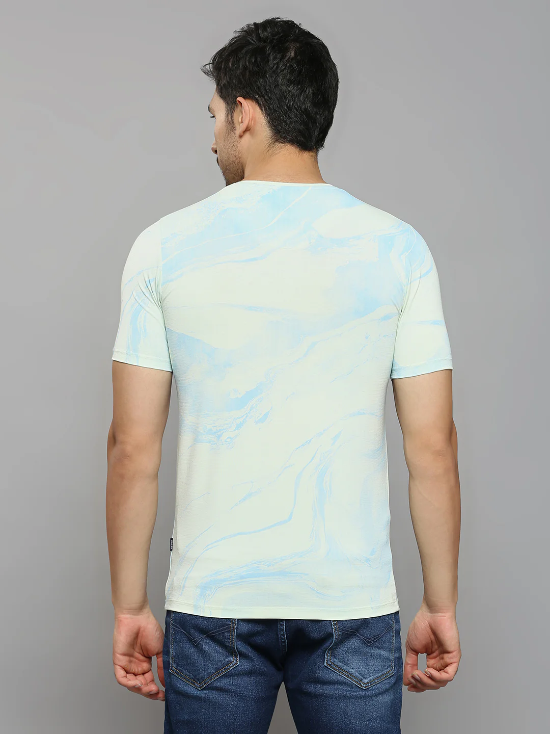 Men's Light Green Printed Slim Fit T-Shirts - Image 4
