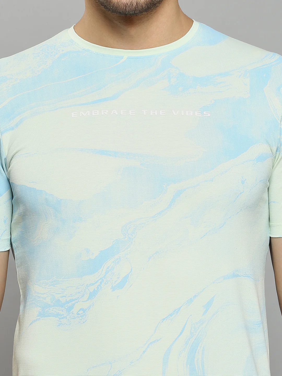 Men's Light Green Printed Slim Fit T-Shirts - Image 5