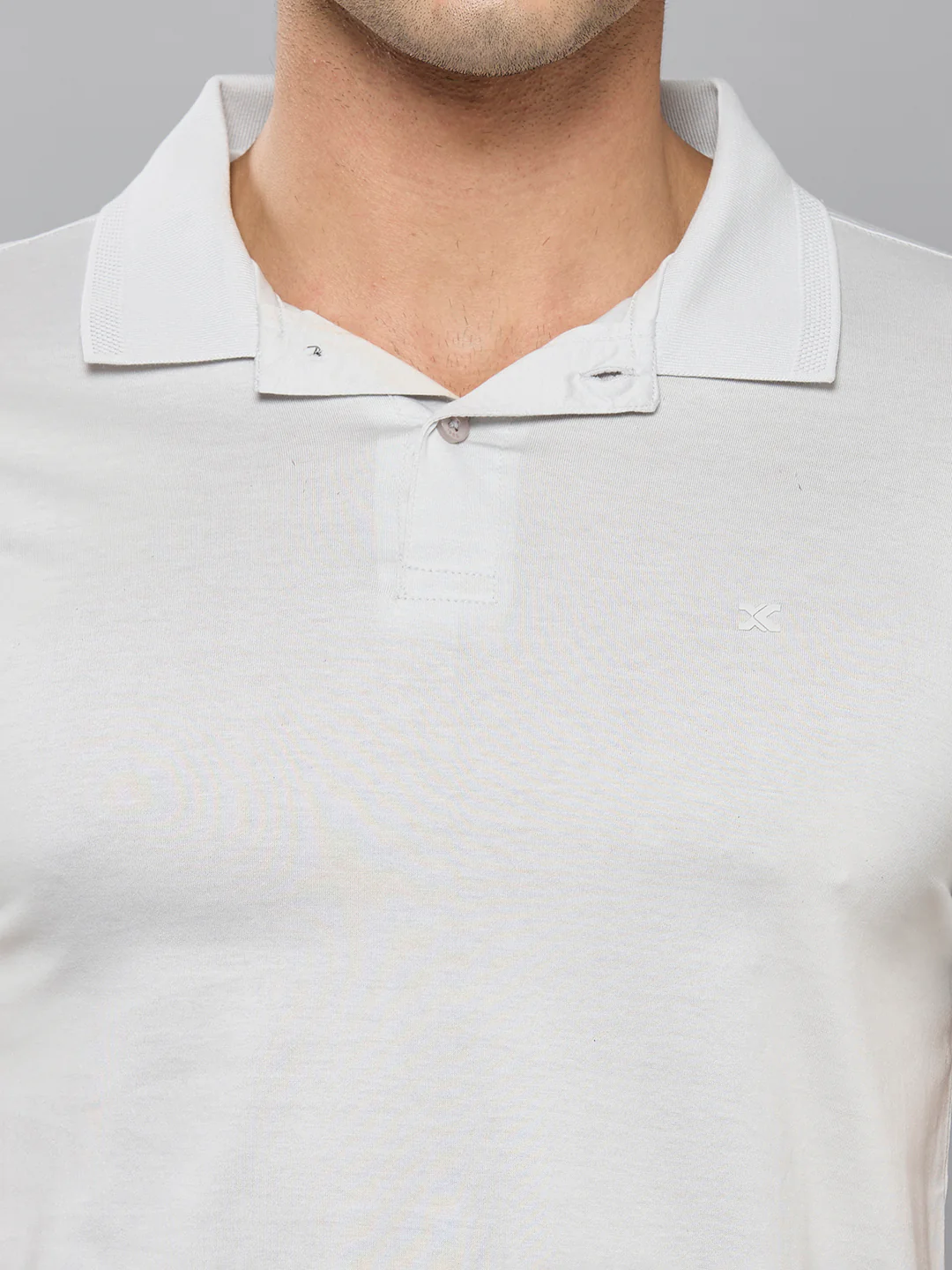 Men's Light Grey Solid Slim Fit T-Shirts - Image 5