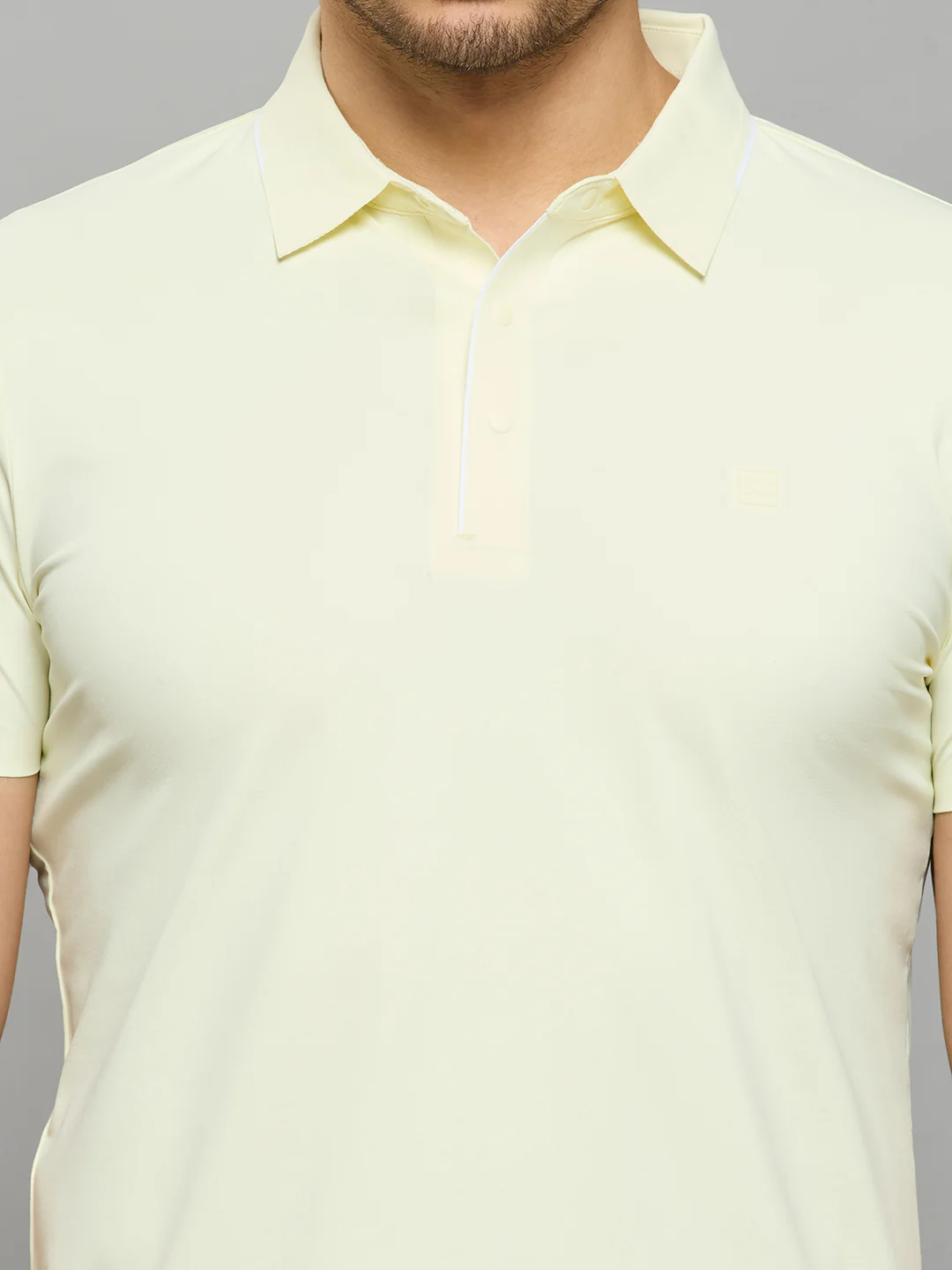 Men's Light Yellow Solid Slim Fit T-Shirts - Image 5