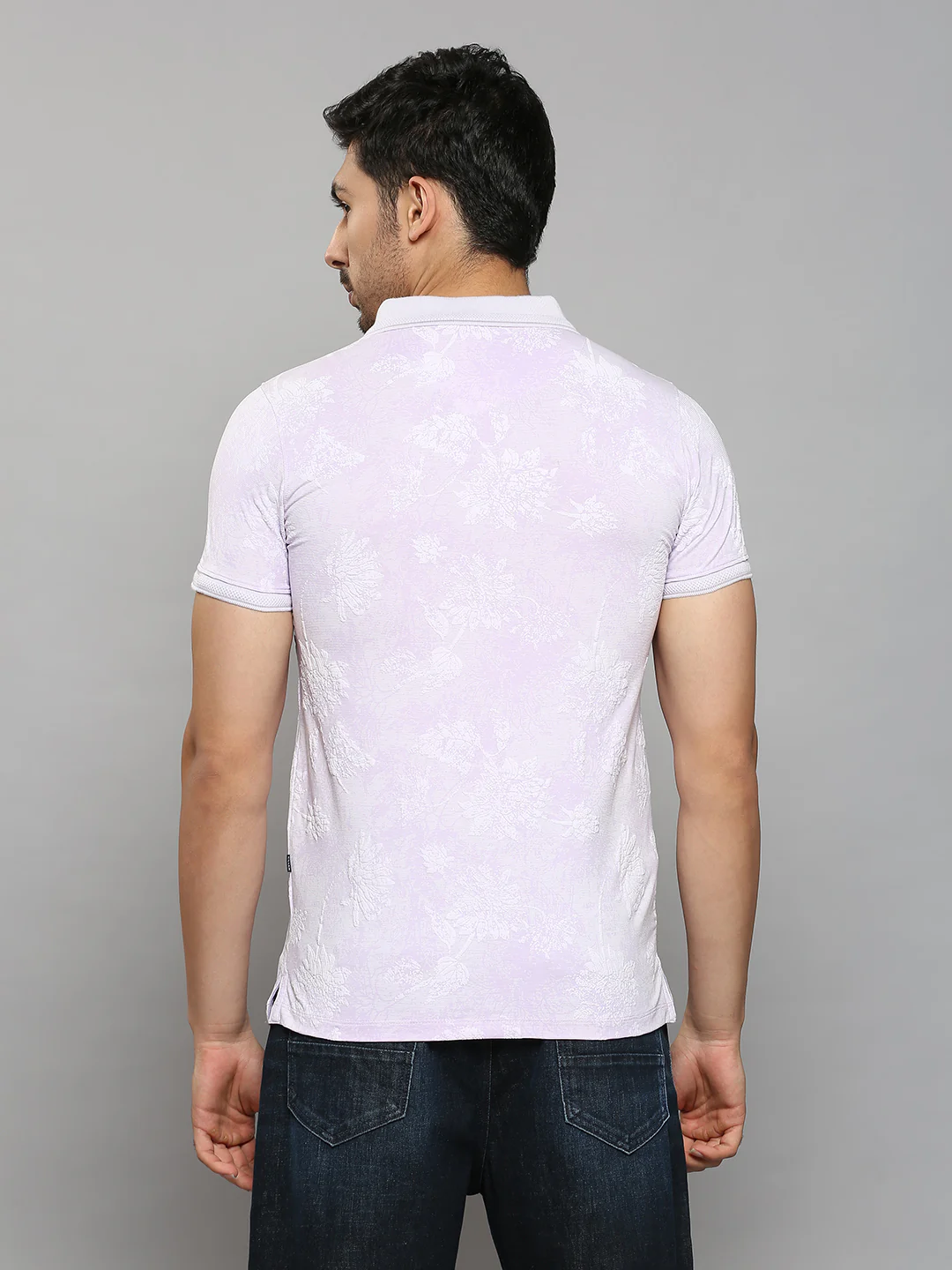 Men's Lilac Printed Slim Fit T-Shirts - Image 4