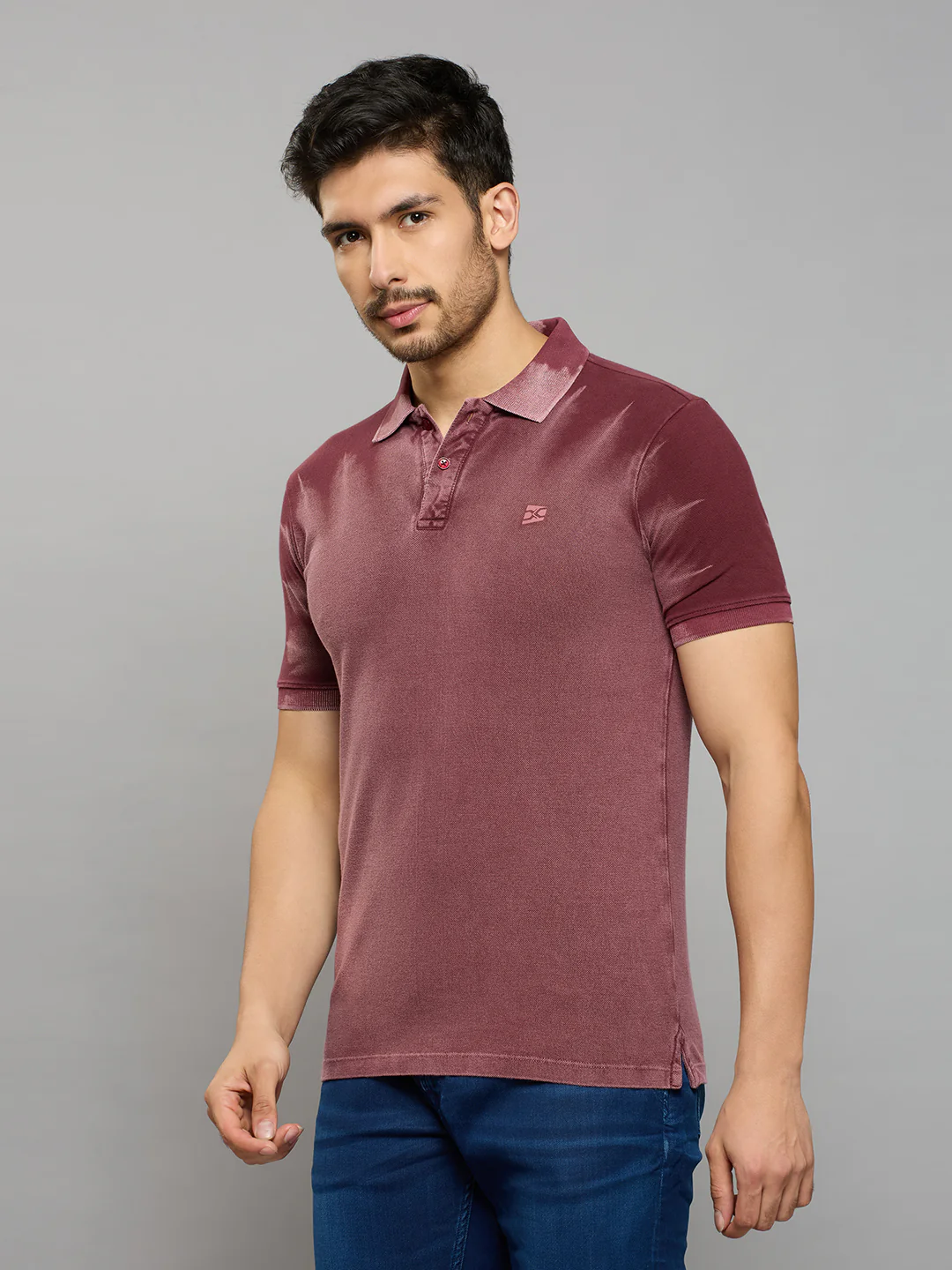 Men's Maroon Printed Slim Fit T-Shirts - Image 2