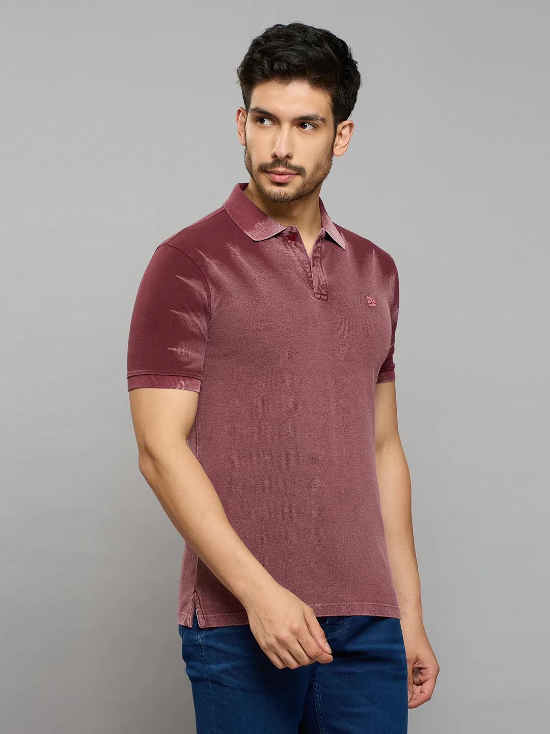 Men's Maroon Printed Slim Fit T-Shirts - Image 3