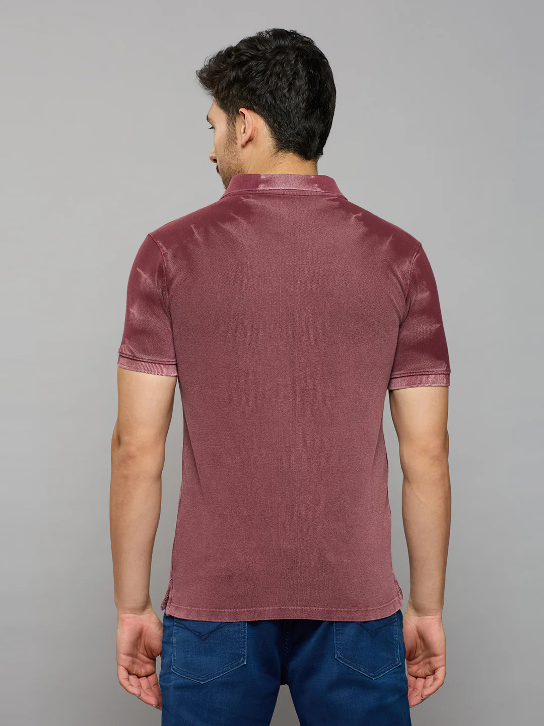 Men's Maroon Printed Slim Fit T-Shirts - Image 4