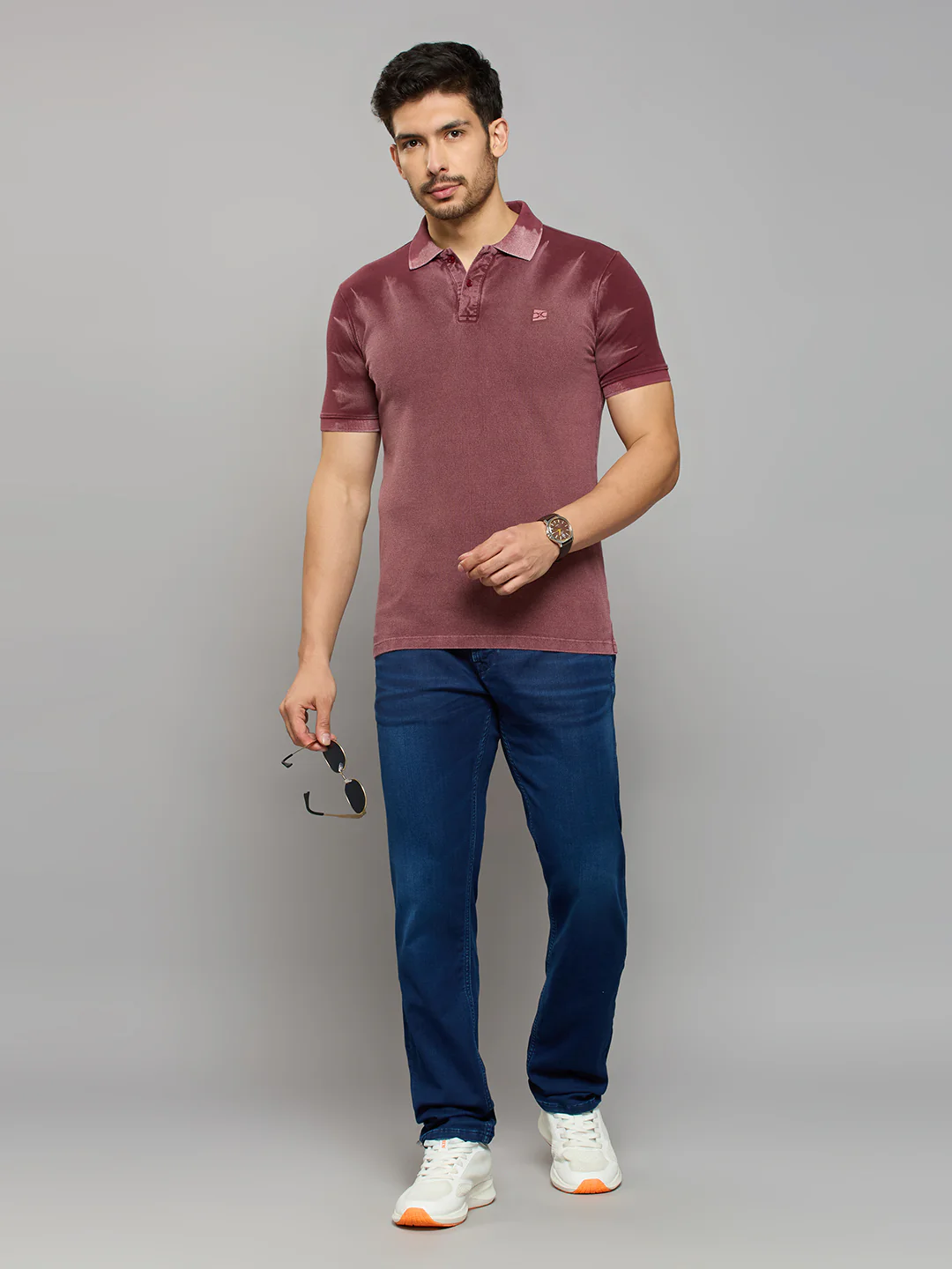 Men's Maroon Printed Slim Fit T-Shirts - Image 6