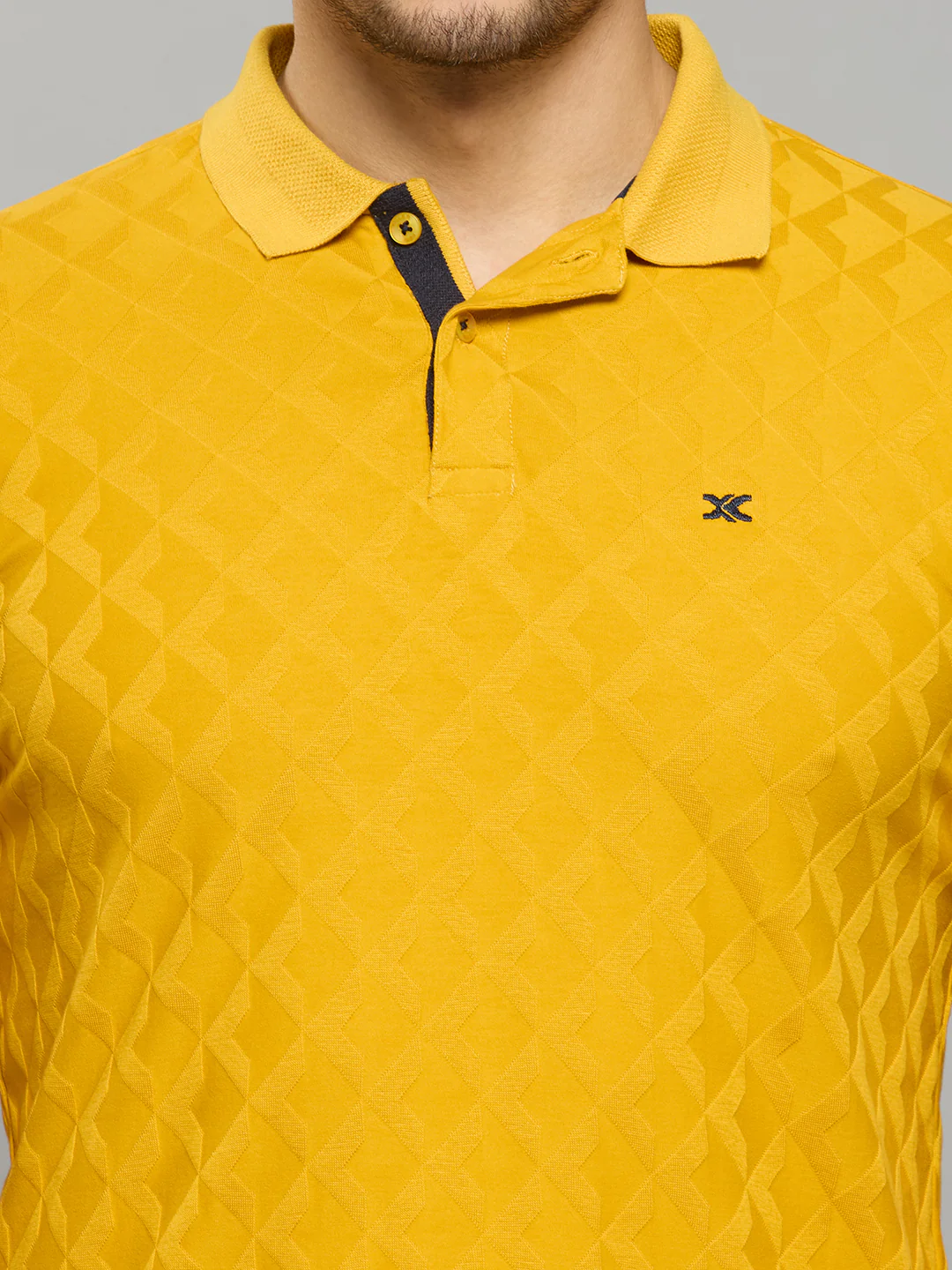 Men's Mustard Printed Slim Fit T-Shirts - Image 5