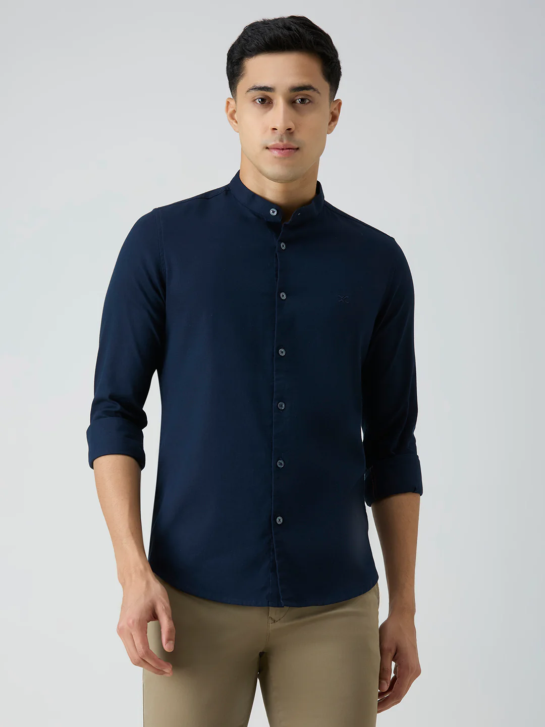 Men's Navy Blue Printed Slim Fit Shirts - Image 3